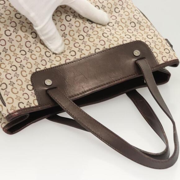 CELINE C Macadam Canvas Hand Bag Beige Gold - Picture 6 of 13